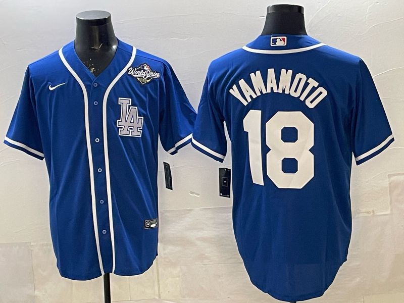 Men 2026 Nike Los Angeles Dodgers #18 Yamamoto Blue Game MLB Jersey 02->los angeles dodgers->MLB Jersey